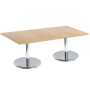 Square or Rectangular Reception Coffee Table with Chrome Trumpet Base