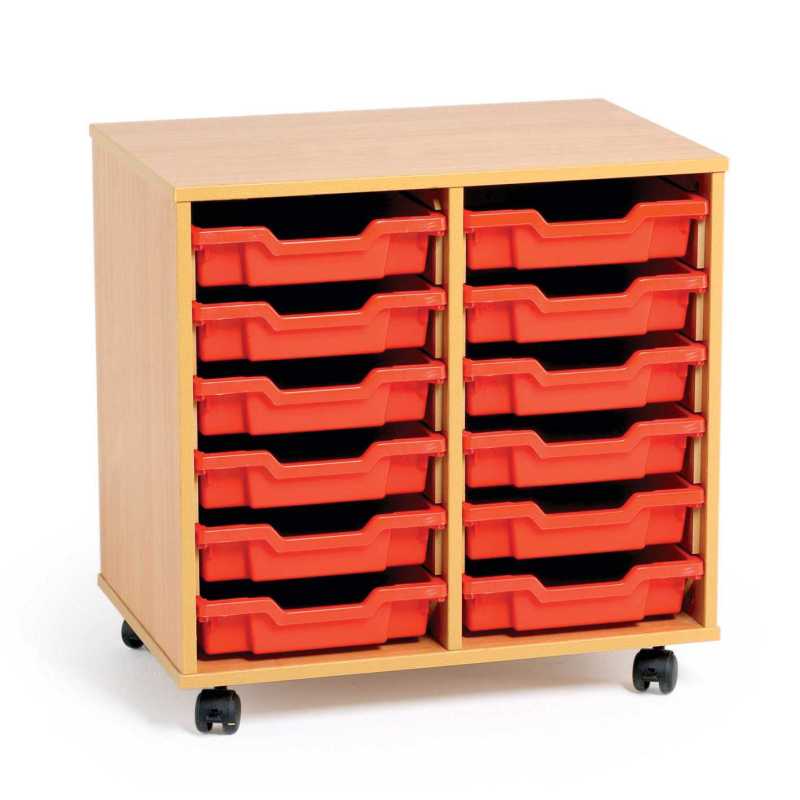 2 Bay Classroom Storage Unit 12 Trays