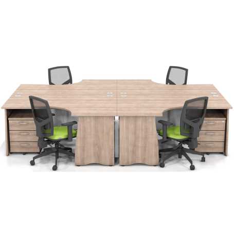 Atmosphere 4 Person Cluster Desks Panel End