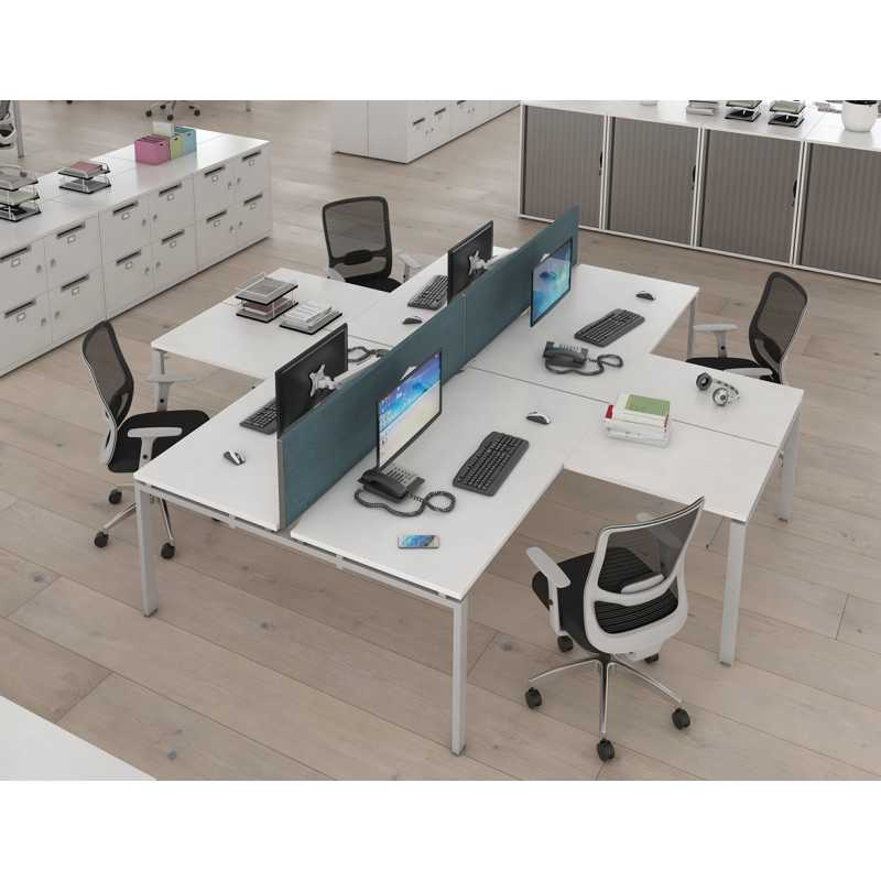 Adapt 4 Desk Cluster with Return Desks