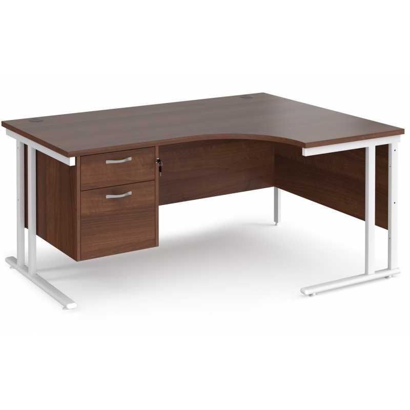 Mr Office Maestro 25 Left Hand Ergonomic Desk - Silver Cantilever Leg, Oak, 1400