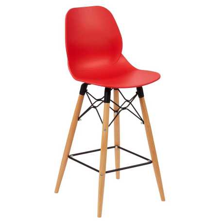 Strut Stool with Wood Legs 