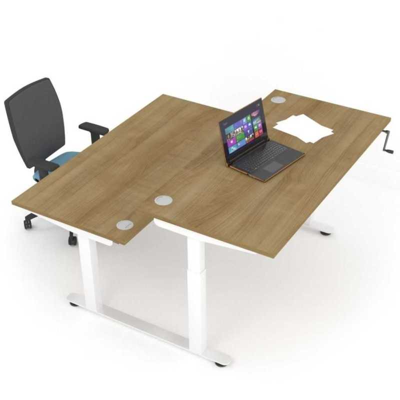 2 Person Crank Handle Height Adjustable Desk