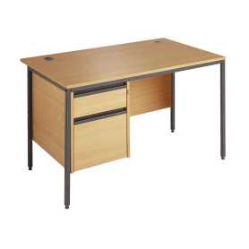 Contract 25 H Frame Straight Desk with 2 or 3 Drawer Pedestal