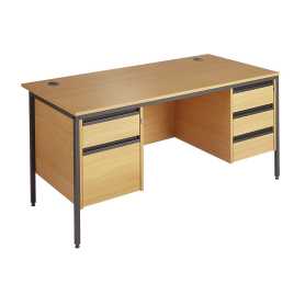 H Frame Straight Desk with 2 & 3 Drawer Pedestal