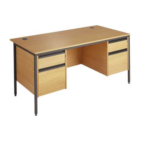 Maestro Contract H Frame Straight Desk with 2 & 2 Drawer Pedestal