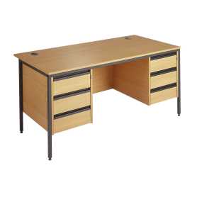 Maestro H Frame Straight Desk with 3 & 3 Drawer Pedestal