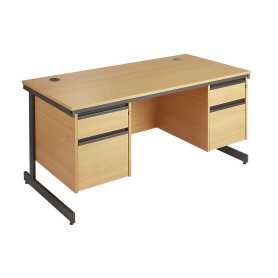 Maestro Contract 25 Desk Cantilever Frame & Double 2 Drawer Pedestal
