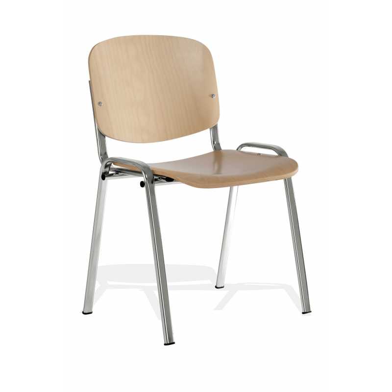 taurus wooden stacking chair with chrome frame